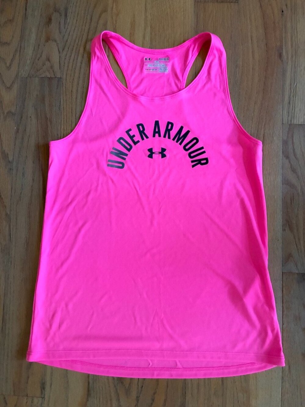 Under Armour Girls Neon Pink HeatGear Fitted Racerback Tank Top YLG 14/16